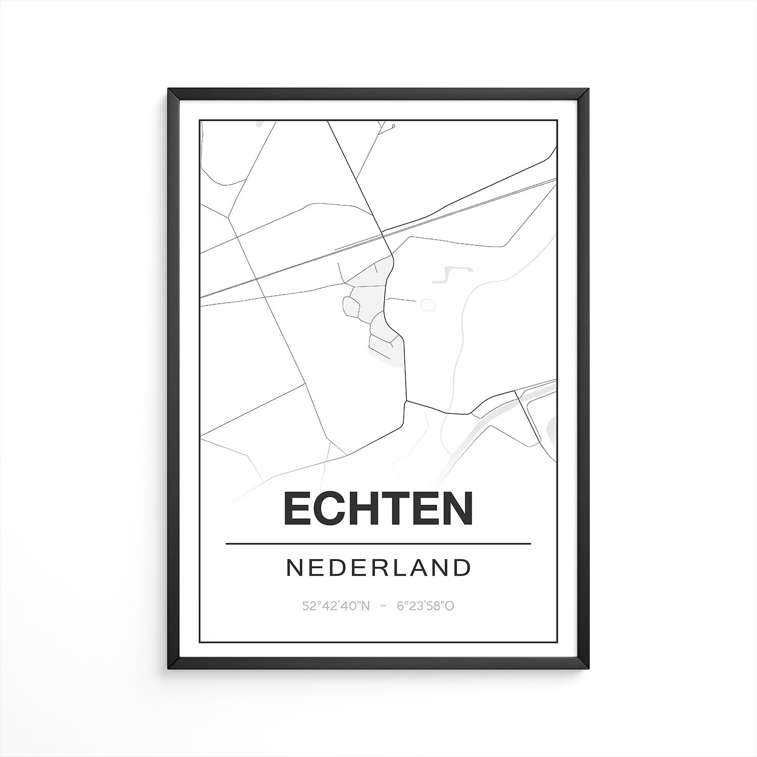 Poster Echten - Drenthe - Plattegrond