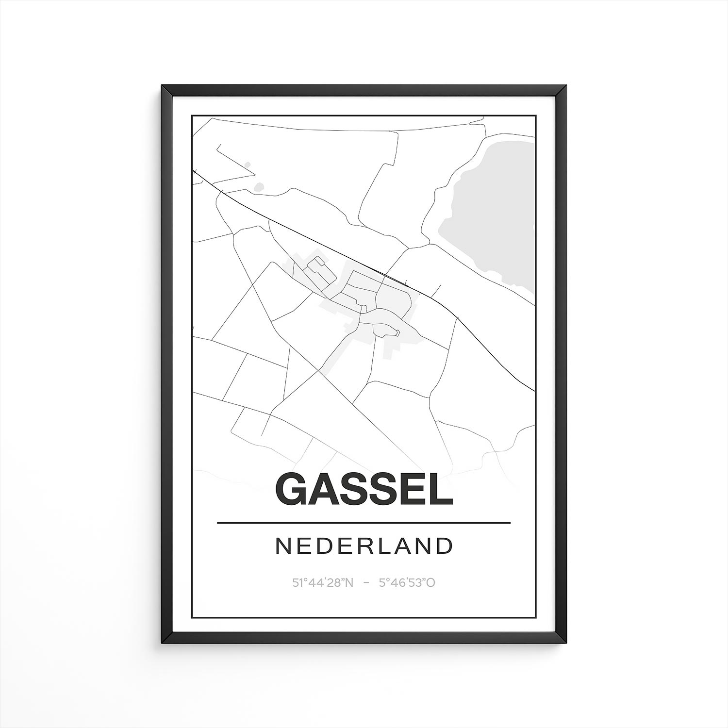 Poster Gassel - Noord-Brabant - Plattegrond