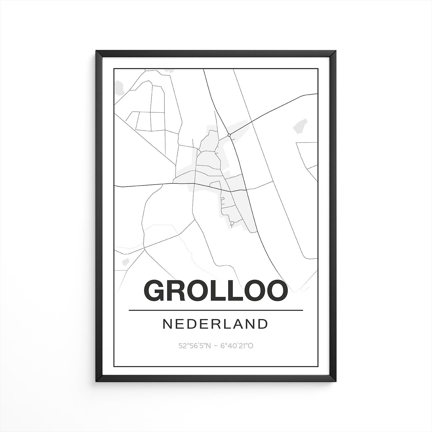 Poster Grolloo - Drenthe - Plattegrond