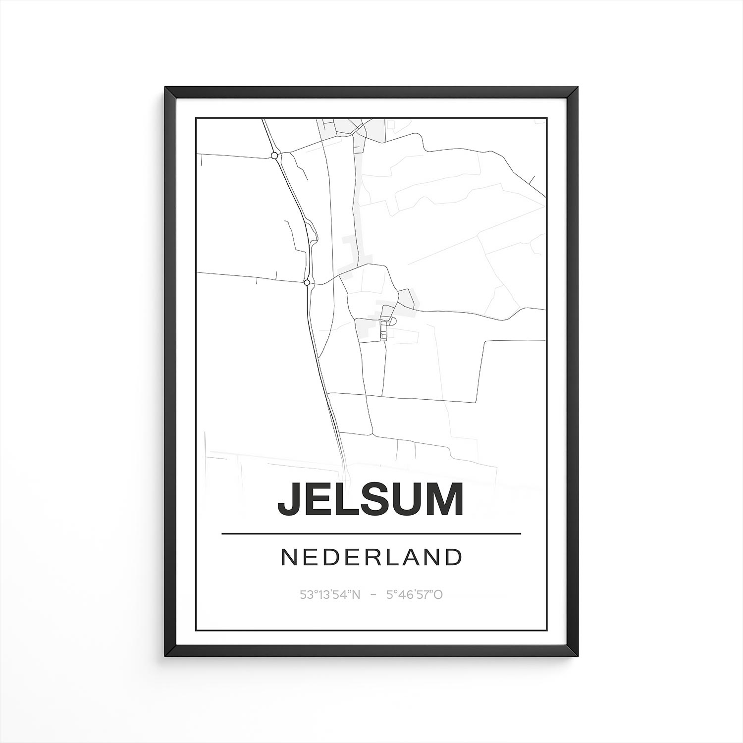 Poster Jelsum - Friesland - Plattegrond
