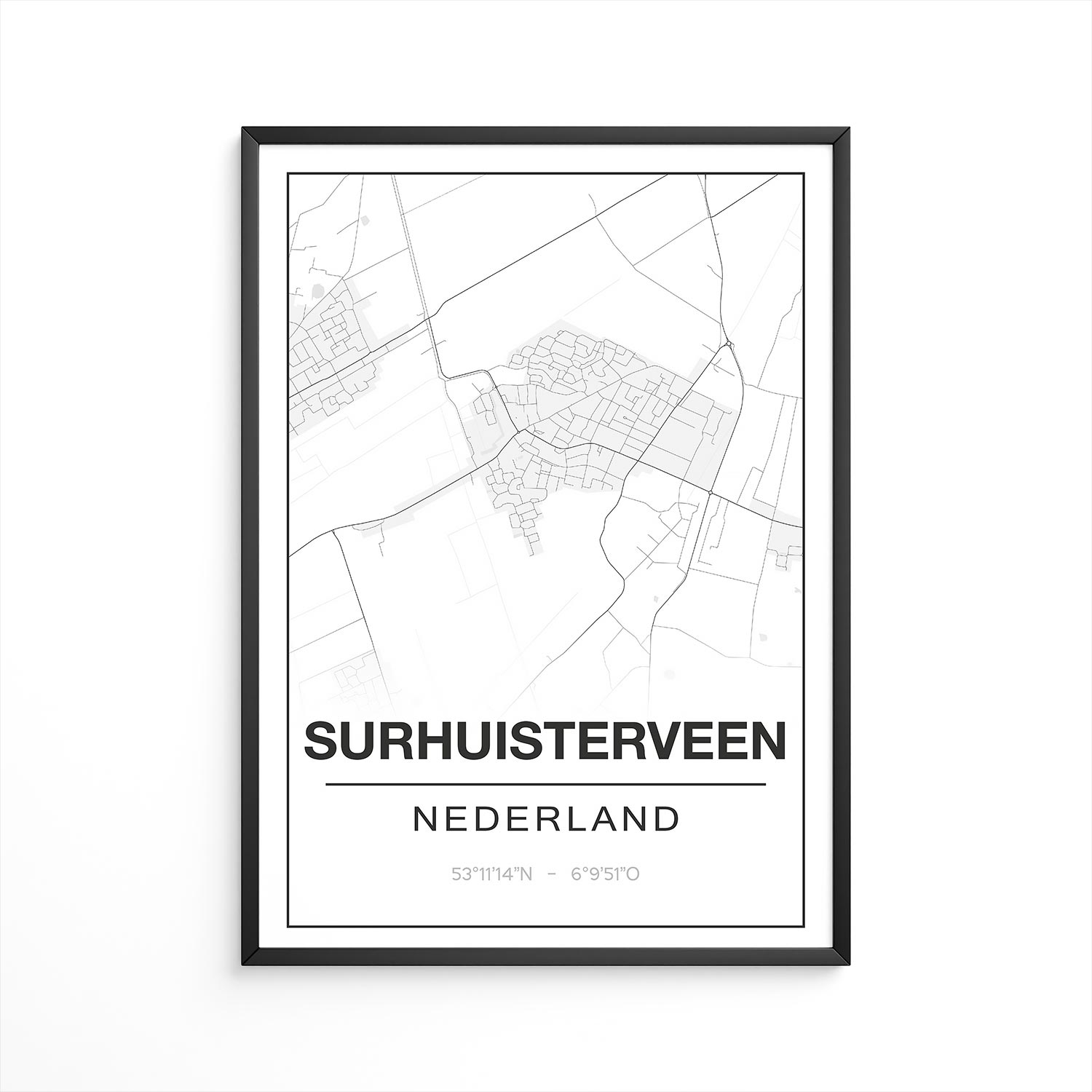 Poster Surhuisterveen - Friesland - Plattegrond