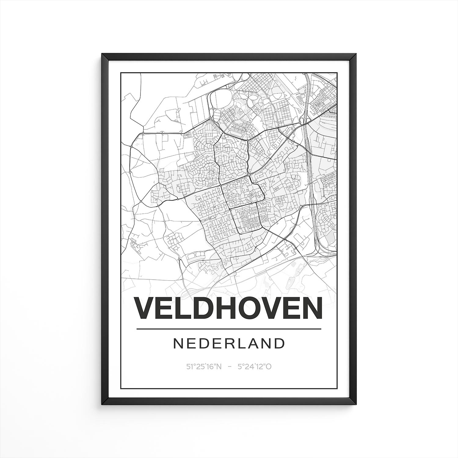 Poster Veldhoven - Noord-Brabant - Plattegrond