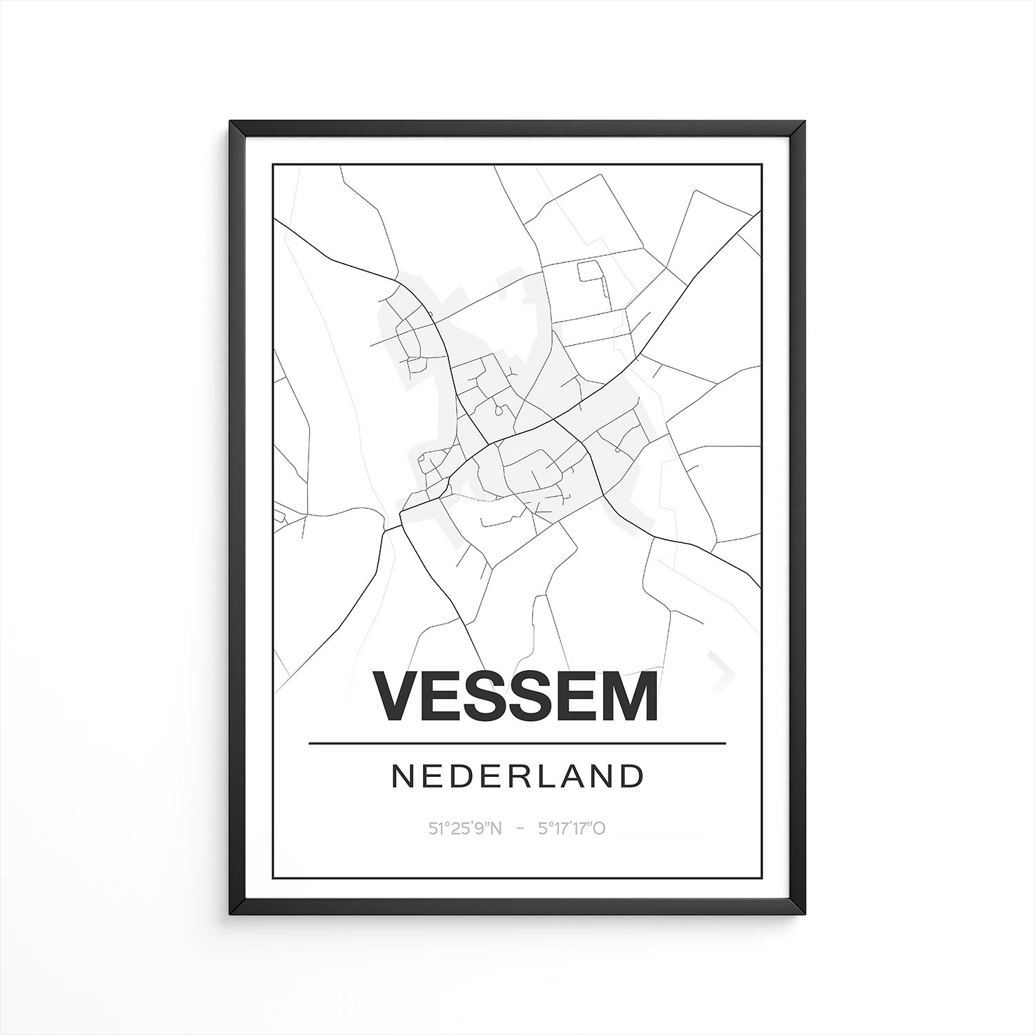 Poster Vessem - Noord-Brabant - Plattegrond