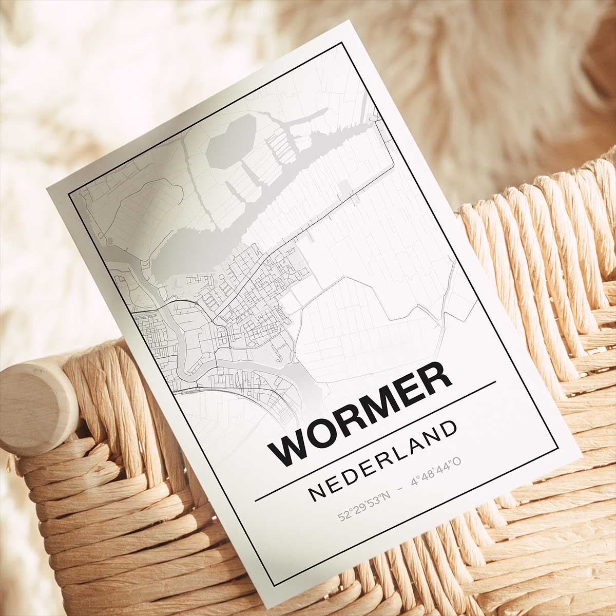 Alternative view of Poster Wormer - Noord-Holland - Plattegrond