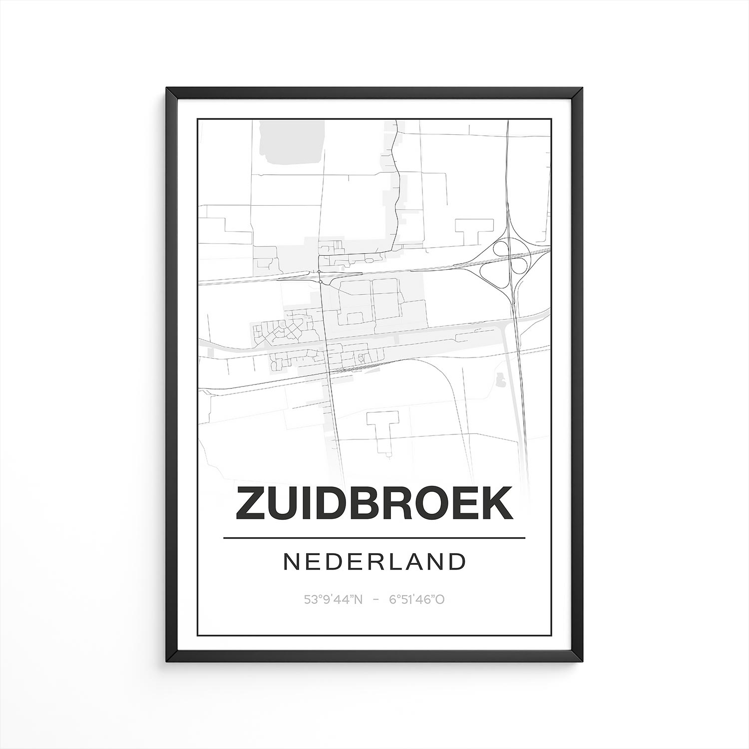 Poster Zuidbroek - Groningen - Plattegrond